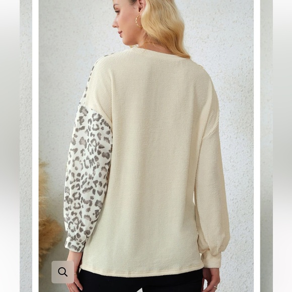 Leopard Patchwork Long Sleeve Top size small new sweatshirt blouse - Picture 3 of 7
